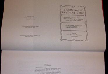 1902 A little book of Ping Pong Verse pc