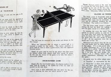 1925 Rules for Table Tennis